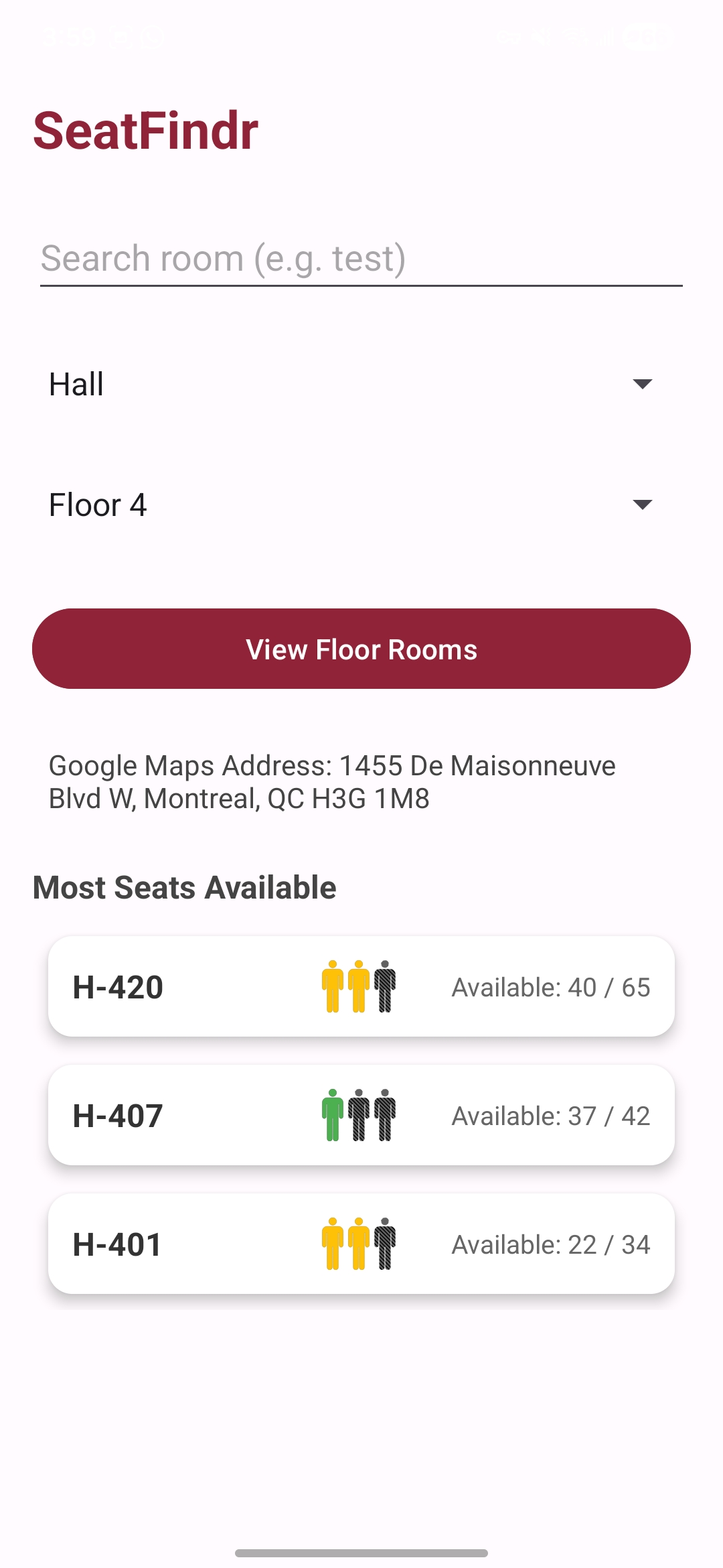 SeatFindr — Android main activity