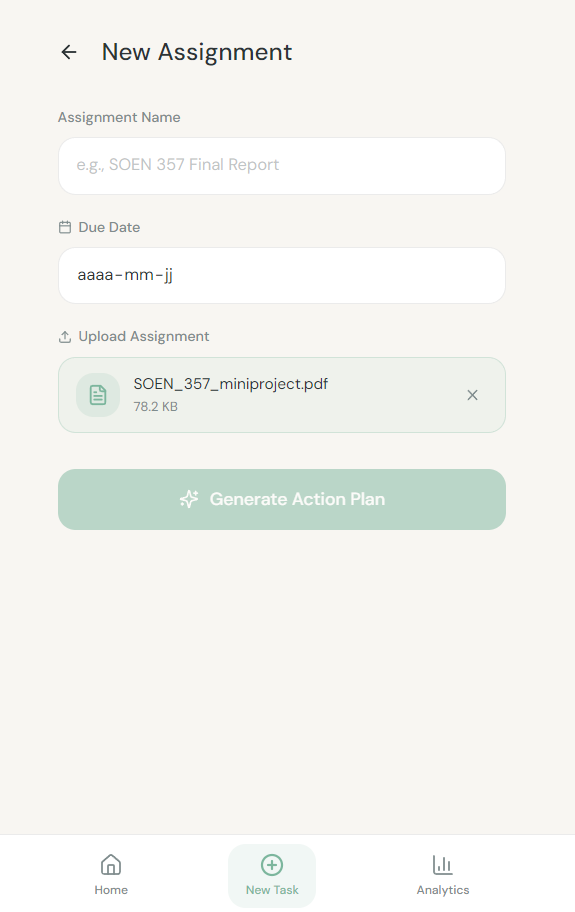TaskSplit — New Assignment view